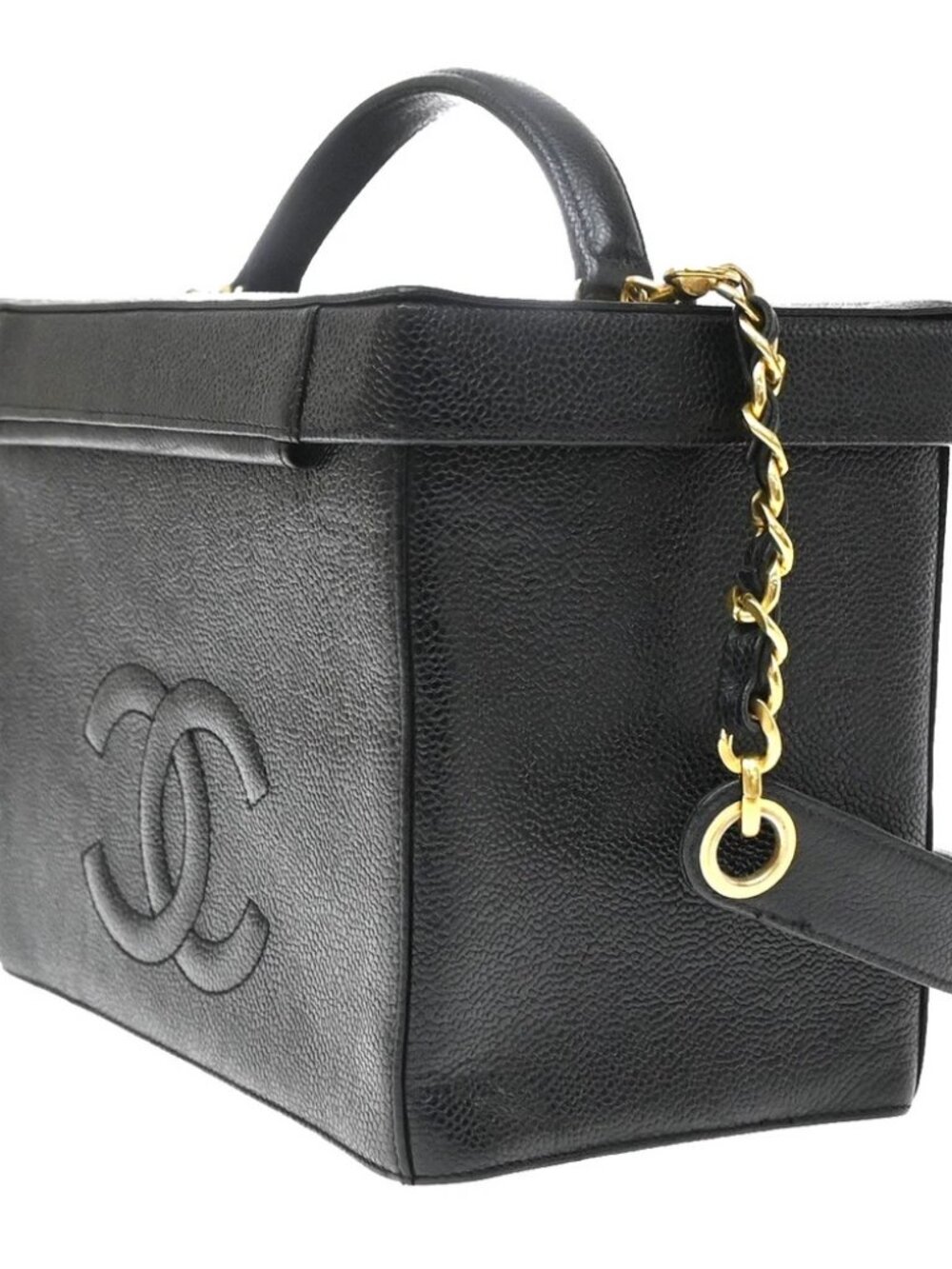CHANEL CC Logo 2Way Vanity Bag Box Grained Calfskin Leather BK Vintage - Picture 5 of 16